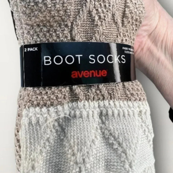 AVENUE BODY Diamond Socks 2 Pk - beige & brown dress socks ~ plus size 8 1/2 ~12 - Picture 7 of 9